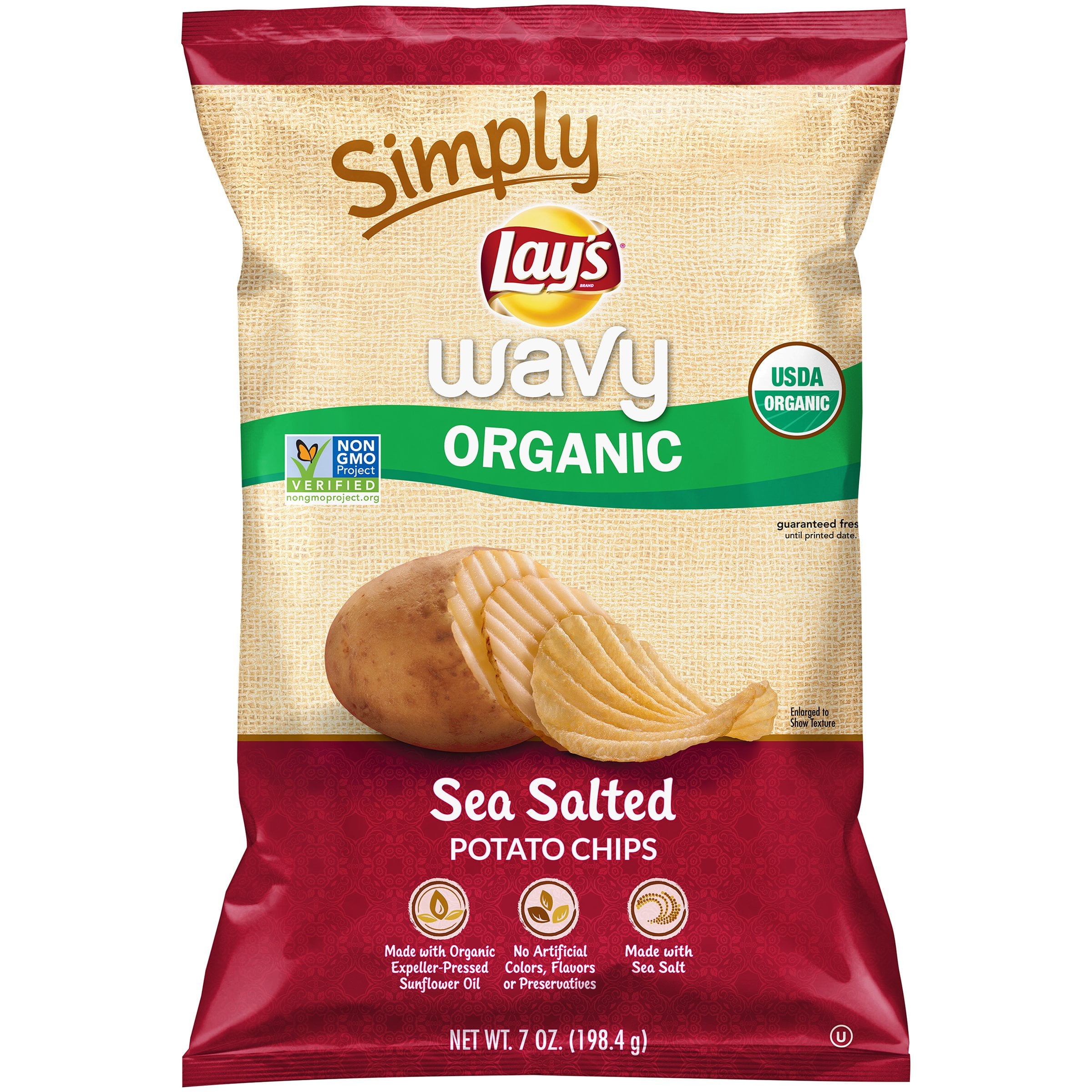 Lay's Simply Wavy Organic Sea Salted Potato Chips, 7 Oz.