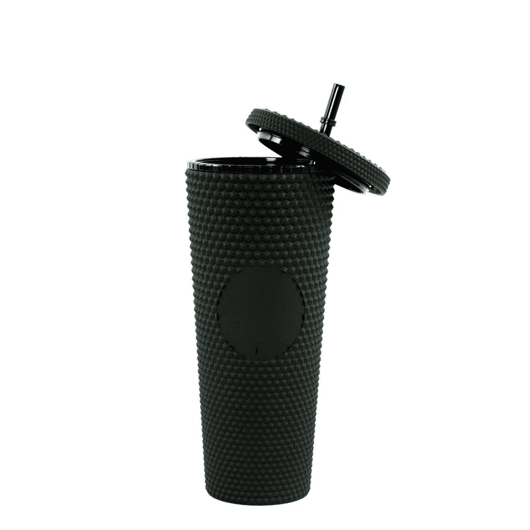 Happon 24 Oz Matte Studded Plastic Tumbler with Leak Proof Lid and Reusable  Straw Water Cup Travel Mug Coffee Ice Water Bottle Double Walled Insulated  Cups BPA Free (Black) 