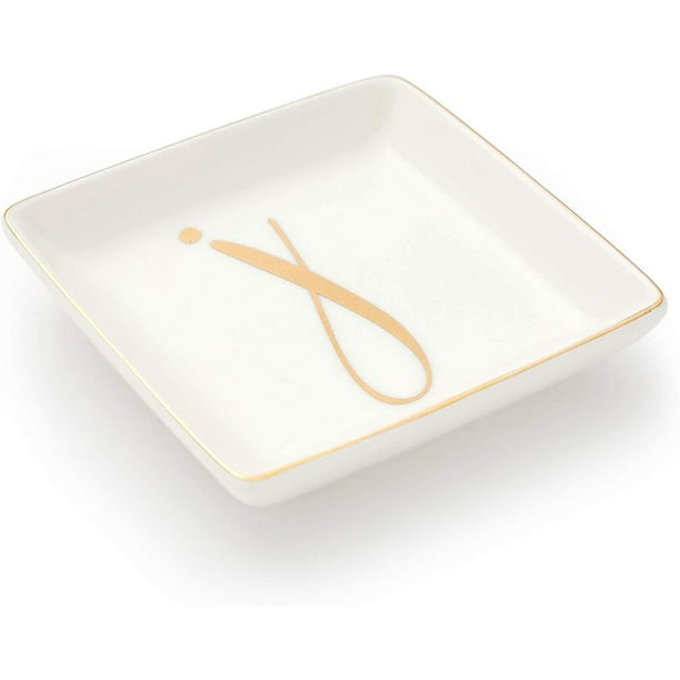 Psychologisch Laboratorium grond Monogram Letter J Ceramic Trinket Tray, Square Engraved Initial Ring Dish  for Jewelry, White, 4 x 4 in. - Walmart.com