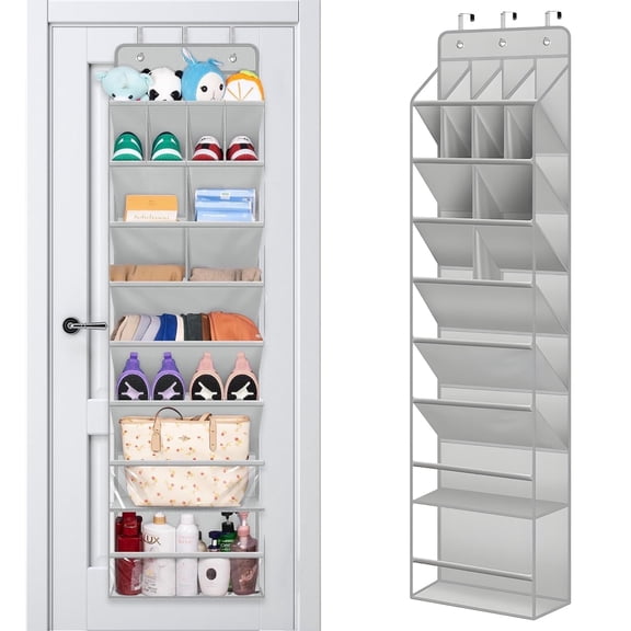 ZYNERY Clear Over the Door Shoe Organizer Large Deep Pockets Hanging Shoe Rack for Closet Fit 20 Pairs Shoe Holder for Sneakers Boots Storage, (Gray 67.7"x16.7")
