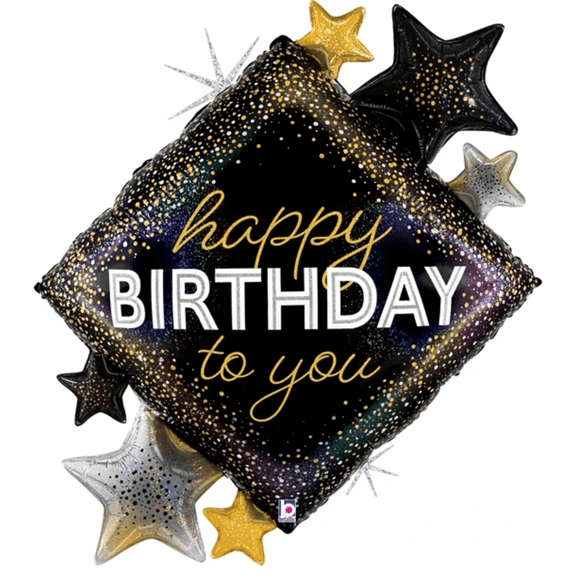 LoonBalloon 38 Inch Diamond Star Birthday Balloon - Holographic & Festive