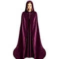 thumbnail image 2 of Full Length Hooded Robe for Men & Women Velvet Cloak Halloween Witch Vampire Wizard Raven Cosplay Costume, 2 of 7