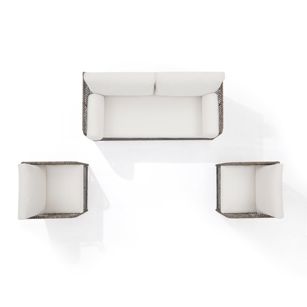 Crosley Furniture Granite Bay 3Pc Wicker Outdoor Sofa Patio Furniture Set- Sofa & 2 Chairs