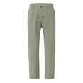 thumbnail image 4 of Men's Linen Pants Lightweight Drawstring Elastic Waist Pockets Loose Fit Straight Legs, 4 of 8
