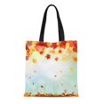 thumbnail image 1 of NUDECOR Canvas Tote Bag Red Autumn Falling Maple Leaves on Sky Rays Reusable Shoulder Grocery Shopping Bags Handbag, 1 of 1