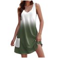 thumbnail image 2 of Womens Summer Casual Dresses Gradient Print Bohemian V Neck Sleeveless Pockets Loose Tank Top Mini Dress Beachwear, 2 of 5