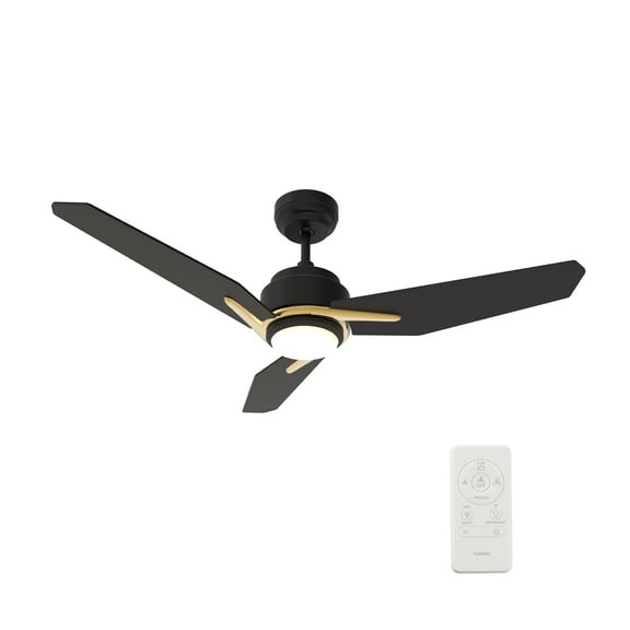 48" 3-Blade Smart Ceiling Fan with LED Remote Reversible Silent DC Motor- Black/Gold