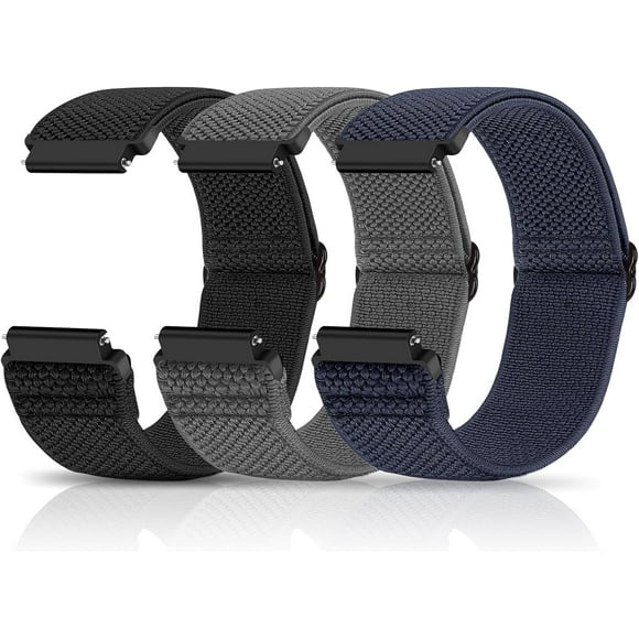 XIHAMA Lot de 3 Compatible avec Bracelets de Montre 18mm 19mm 20mm 22mm, Bracelet de Remplacement à Dégagement Rapide, Nylon Extensible Réglable, Bracelets Solo Loop en Tissu Tressé pour Hommes et Femmes
