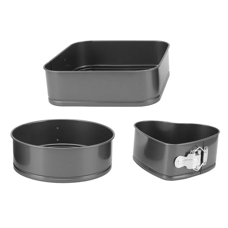 Baking Pan, Stainless Steel Springform Buckle Springform Pan Set Black 3Pcs  Easy Release Carbon Steel Double Coating For Restaurant For Coffee Cake