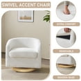 thumbnail image 3 of Ktaxon 360° Swivel Lounge Chair Teddy Velvet Club Accent Chair High Resilience Cushion Ergonomic Design for Home Office White, 3 of 8