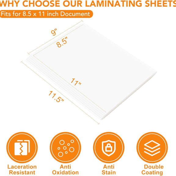 Thermal Laminating Pouches, Holds 8.5 x 11 Inch Sheets,1200 Pack Laminating Sheets, 3 Mil, 9 x 11.5 Inches Lamination Sheet Paper for Laminator, Clear, Letter Size, Office and School Supplies