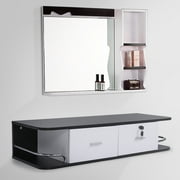 Jaxpety Salon Classic Wall Mount Styling Station Beauty Salon Spa Equipment Cabinet,Black/White