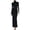 Black, variant on Waist‑Gathered Turtleneck Midi Dress Women Winter Daily Attire