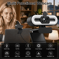 thumbnail image 2 of 2K Webcam for PC, 1080P 60FPS USB Webcam with 3-Level Ring Light, Autofocus, Dual Noise Cancelling Mics, 108° Wide Angle, Low Light Vision, Privacy Cover & Tripod, for Meetings, Video Calls,Streaming, 2 of 11