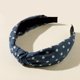 thumbnail image 4 of Diademas de mezclilla con nudo para mujer Diadema de nudo ancho para mujer Diadema de moda con lunares y rayas azules para mujer (3 piezas), 4 of 5
