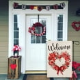 thumbnail image 4 of Valentines Day Welcome House Flag 28x40 Inch Double Sided Outside Roses Floral Love Hearts Wreath for Rustic Anniversary Wedding Holiday Yard Outdoor Decoration, 4 of 6