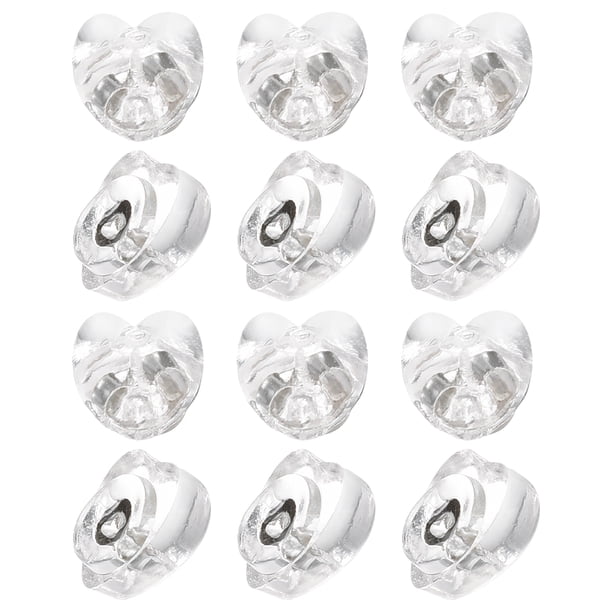 Uxcell 12Pack Tapón de Arete de Silicona Corazón Suave para Aretes de Perno 3.8mm Oro Blanco