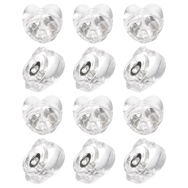 Uxcell 12Pack Tapón de Arete de Silicona Corazón Suave para Aretes de Perno 3.8mm Oro Blanco