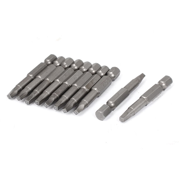 Puntas de destornillador cuadradas magnéticas S2 de 1/4" con vástago hexagonal de 50 mm, 10 piezas
