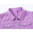 thumbnail image 3 of XINQIHANG Women's Ripped Lapel Collar Button Up Sleeveless Frayed Denim Vest Jacket, 3 of 7