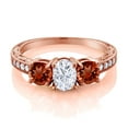 thumbnail image 2 of Gem Stone King 18K Rose Gold Plated Silver Red Garnet Ring Set with Moissanite (3.02 Cttw) (Size 9), 2 of 4