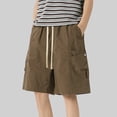 thumbnail image 7 of TKYCMSUAKI Men's Big and Tall Shorts Lightweight Elastic Waisted Drawstring Cargo Short Summer Baggy Solid Color Wide Leg Shorts with Pockets, 7 of 7