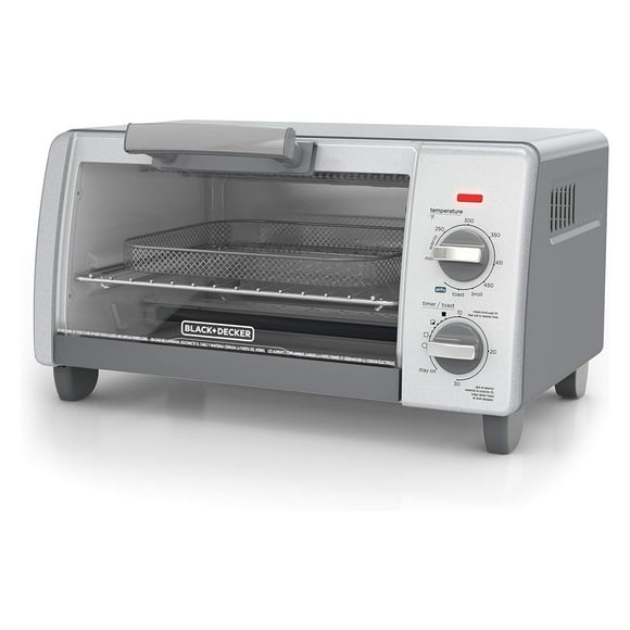 BLACK+DECKER Crisp N Bake Countertop Air Fryer 4 Slice Toaster Oven, Gray