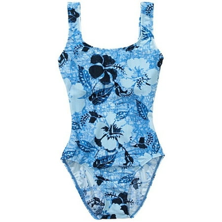 Women's Plus Print Rib Tank Swimsuit
