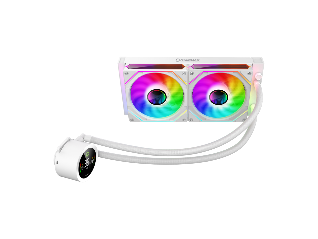 GAMEMAX IceBurg 240 Digital WH, Liquid CPU Cooler 240mm Addressable ARGB Pump Fans 245W TDP AIO Water Cooler,  Supports Intel LGA 1851/1700, AMD AM5/AM4