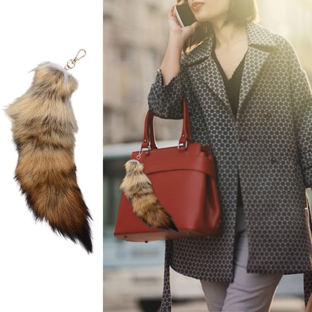 Fashionable Keychains Long 3D Cute Tail Keychain Pendant Women Key Ring Holder Pompoms Hairy Tail Accessory for Everyday Use