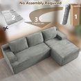 thumbnail image 7 of 96" Boneless Cloud Couch with Chaise, Modular Sectional Sofa for Living Room, No Assembly Required, Deep Seat Corduroy Couch,Light Gray, 7 of 7