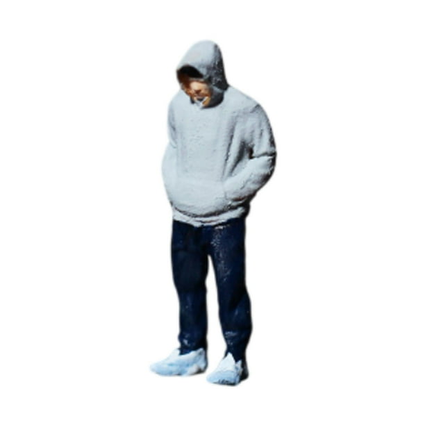 Figuras de personas en miniatura a escala 1/64, figuras de personas pintadas a mano, figuras de diorama para Sudadera Gris Hombre