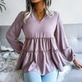 thumbnail image 6 of USSUMA Women Tops Dressy Casual Long Sleeve, Women Long Sleeve Ruffle Hem Peplum Tops Casual Tiered Swing Tops Loose Fitting Swing Blouse T-Shirts Fall Female, 6 of 6
