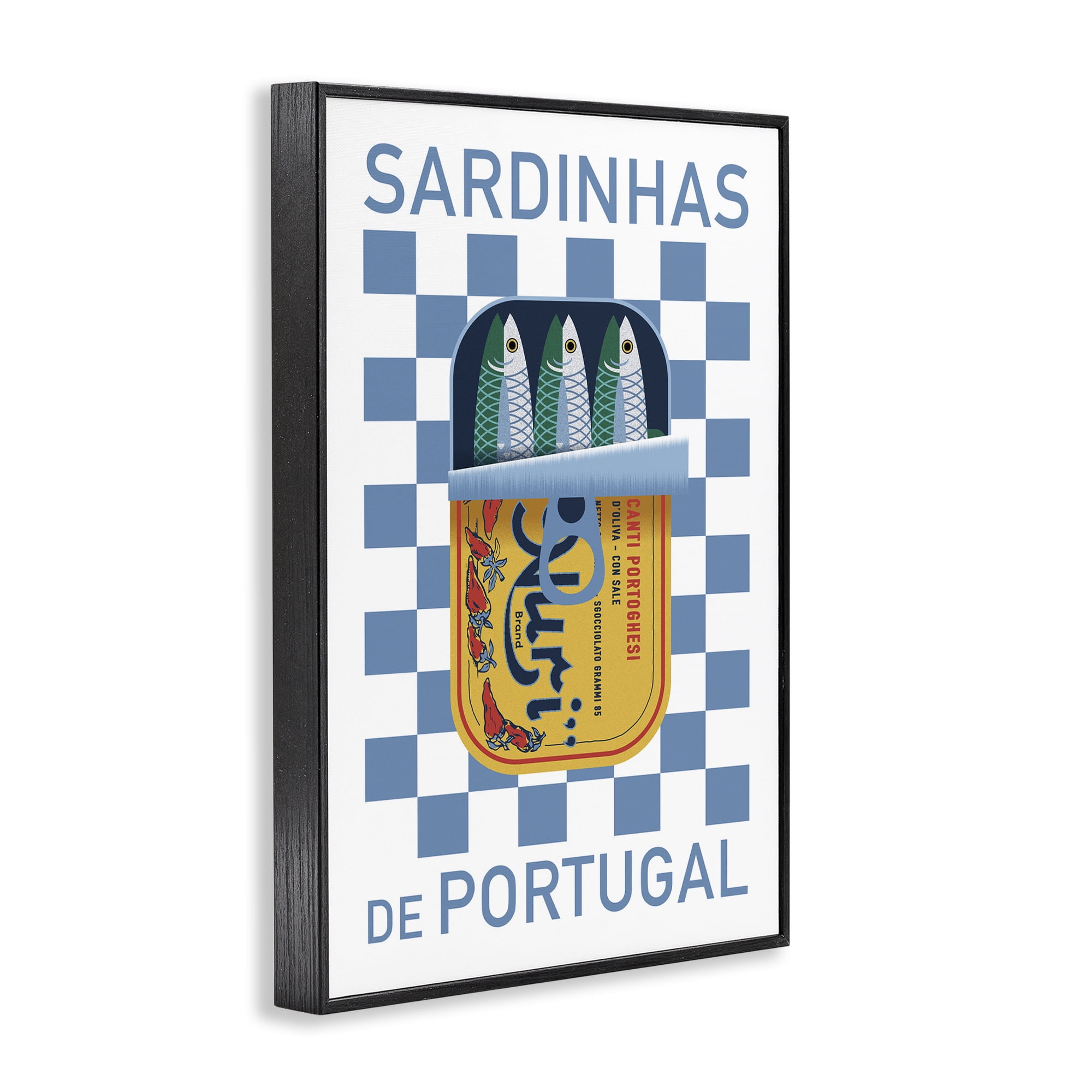 Stupell Industries Portuguese Sardines Can Food & Beverage Painting Black Framed Art Print Wall Art, 12 x 18