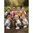 thumbnail image 4 of Mono corto para niños y niñas, mono de verano con bonitos colores contrastantes y bolsillos para uso diario informal., 4 of 9