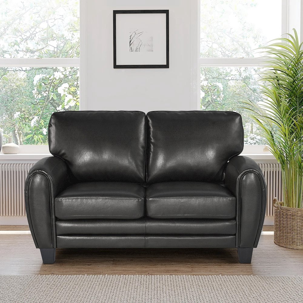 Lexicon Rubin Bonded Leather Loveseat in Black