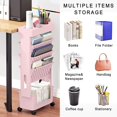 thumbnail image 3 of 5 Tier Rolling Utility Cart Multi-Functional Movable Storage Book Shelves with Lockable Casters for Study Office Kitchen Classroom, Pink, 3 of 16
