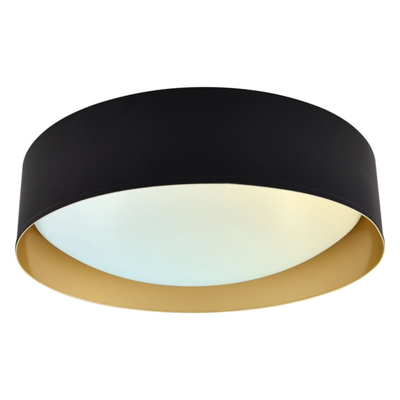 LUXRITE 17-Inch LED Flush Mount Light, 5CCT, 2420 Lumens, 34W, CRI 90, Dimmable, Black & Gold