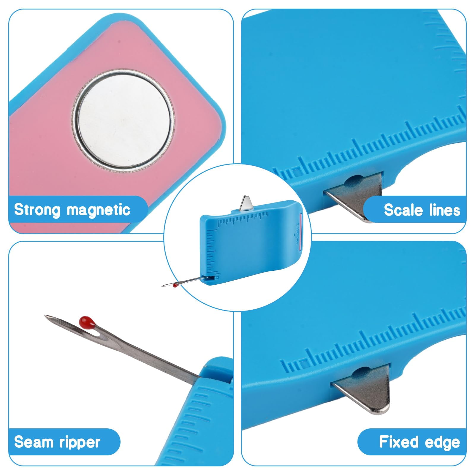 2026 New Multifunctional Magnetic Seam Guide, Built-in Seam Ripper & Edge Guide, Dual-Scale Marking Sewing Machine Guide for Sewing Machine Sewing Guidesfor Precise Straight Stitching