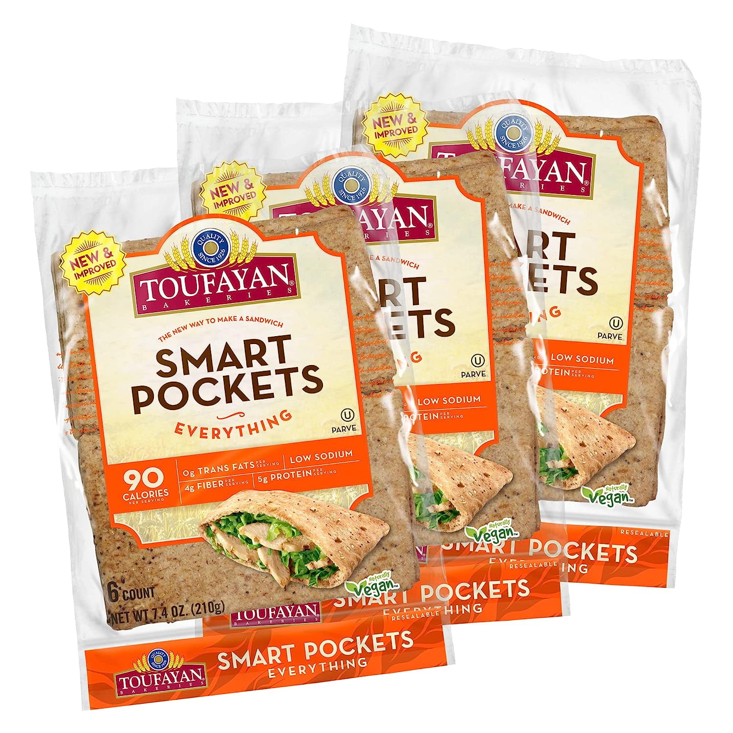 Everything Smart Pockets Pita Bread Low Sodium Low Calorie Vegan