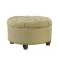 thumbnail image 1 of HomePop Pouf de Rangement Rond Capitonné à Boutons, Tweed Beige et Crème, 1 of 9