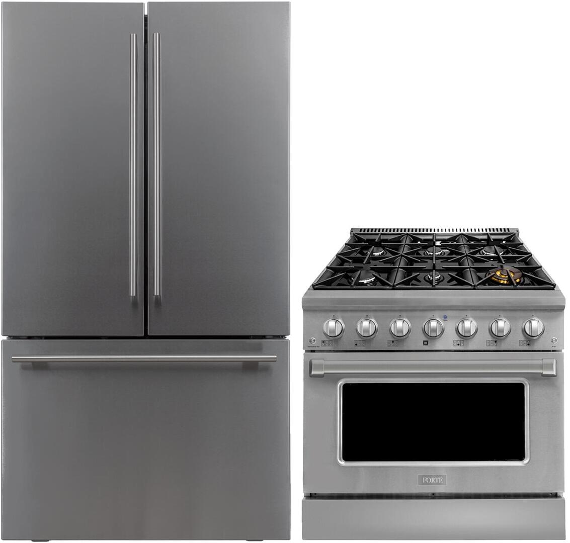 Forte 2 Piece Kitchen Appliances Package with FFD27ESSSS 36 French Door