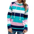 thumbnail image 1 of Sudadera con capucha de manga larga, sudadera con capucha para mujer, sudadera con cordón y rayas de colores, sudadera para mujer, mayor durabilidad, 1 of 6