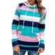 thumbnail image 5 of Sudadera con capucha para mujer forro polar cómoda con rayas de colores manga larga bolsillos grandes fibra de poliéster para ir de compras ANGGREK Otros, 5 of 6