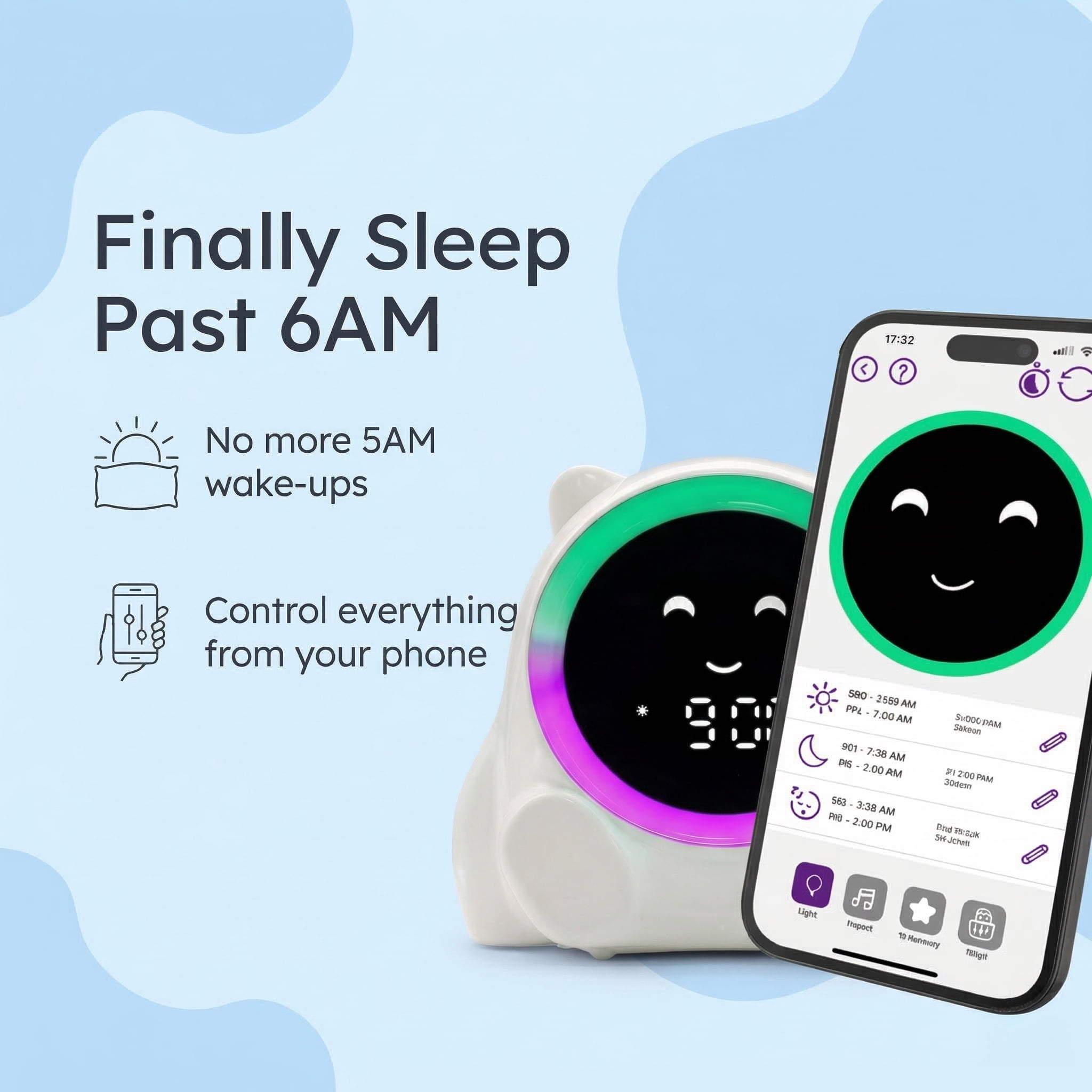 Pali Kids Sleep Training Clock with Color-Coded Wake Light, Countdown Timer & Reward Drawer, Ages 2–7