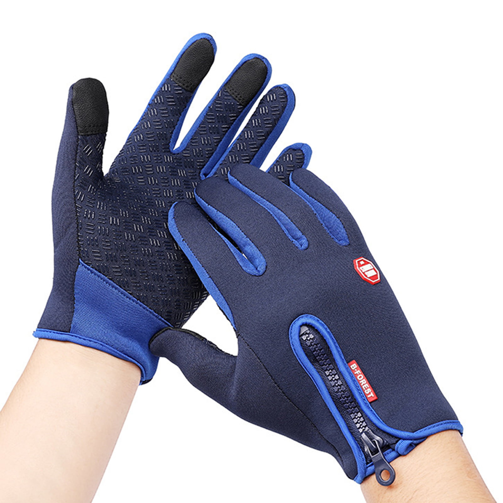 Cycling Full Finger Gloves Touch Screen Zipper Mittens Windproof Winter Outdoor 