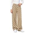 thumbnail image 3 of Falkdiz Loose Sweatpants for Girls Outdoor Polka Dot Pockets Sport Relaxed fit Straight Leg Pantalones Stylish Girls Pants Elastic Waist , Khaki , Size: 14-15 Years, 3 of 7