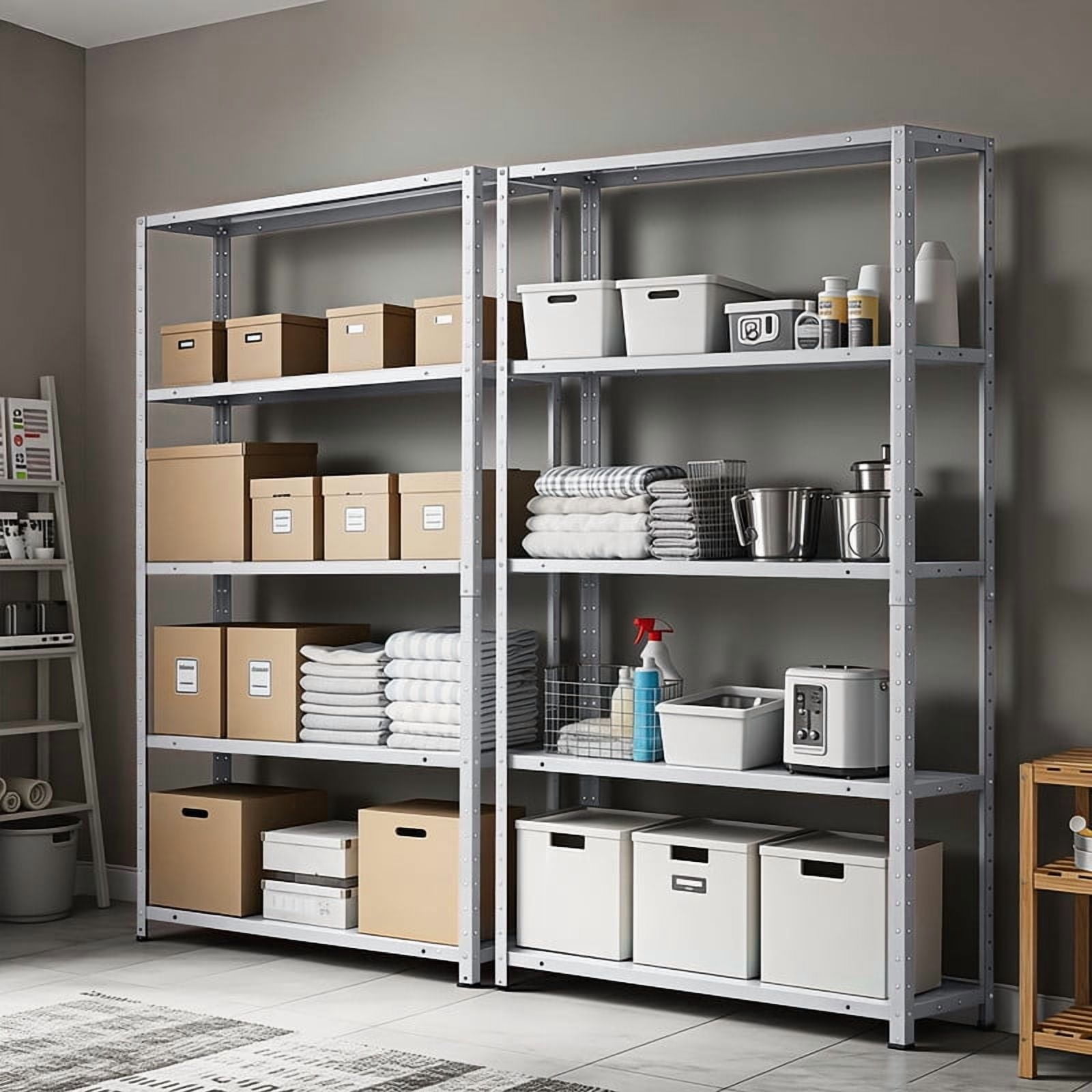Metal Storage Shelves Adjustable 5-Tier Heavy-Duty (68″H × 35″W × 12″D)