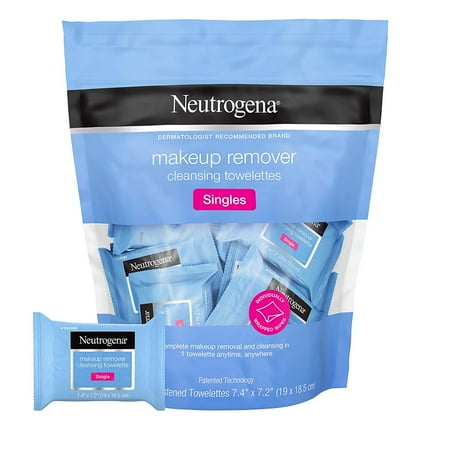Neutrogena Cleansing Facial Wipes, Individually Wrapped, 1 Bag of 20 (Best Makeup Cleansing Wipes)