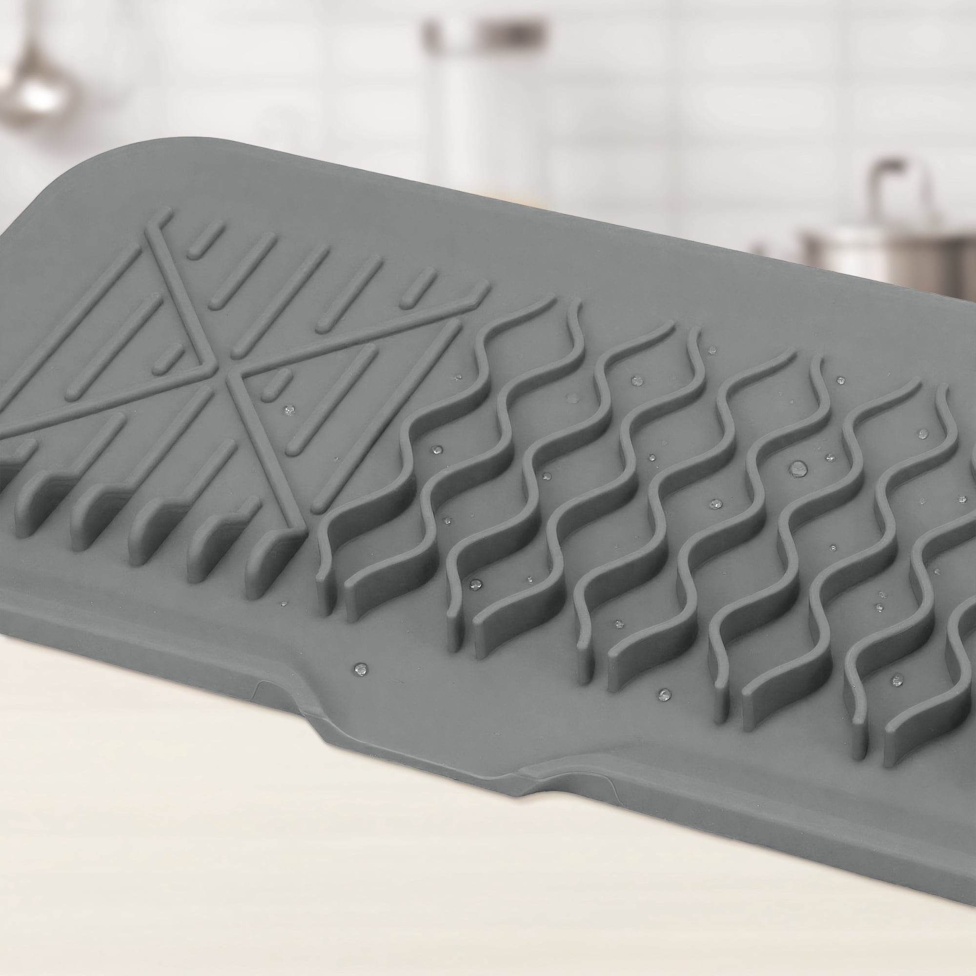 Longer Faucet Mat for Kitchen Sink Splash Guard, Kitchen Sink Mat,  Kitchen Sink Splash Guard, Kitchen Sink Area Behind Faucet Mat Gray 24.0*5.7 inch